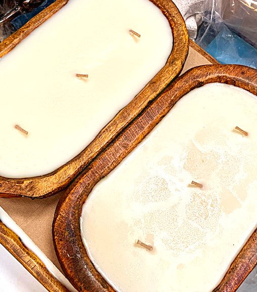 Wooden Dough Bowl Candle