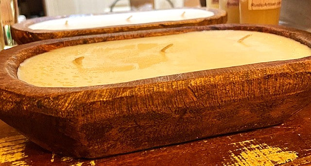 Wooden Dough Bowl Candle