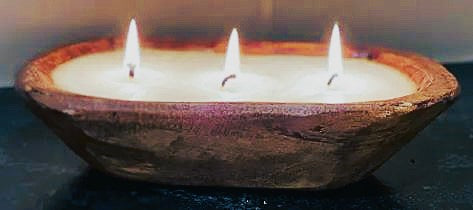Wooden Dough Bowl Candle